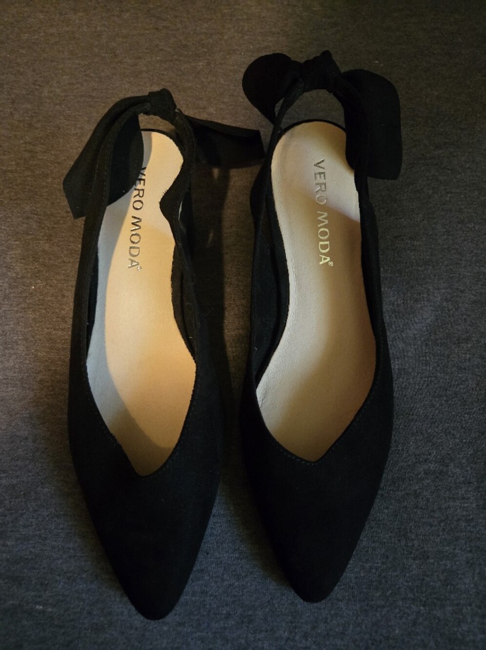 Vero Moda Black Pointed Bow Tie Flats